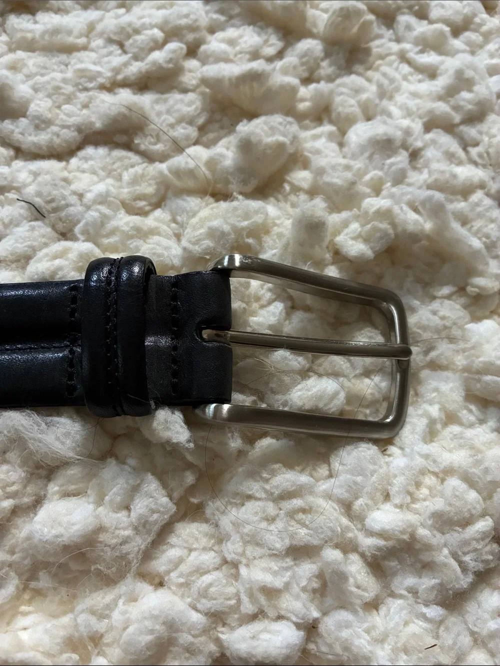 Black Leather Men’s Belt with Silver Buckle